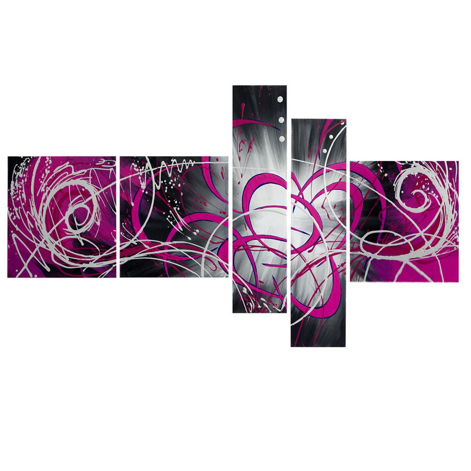 Design Art - Purple Abstract Boomerang Painting on Canvas - 66 X 36 - 5 ...