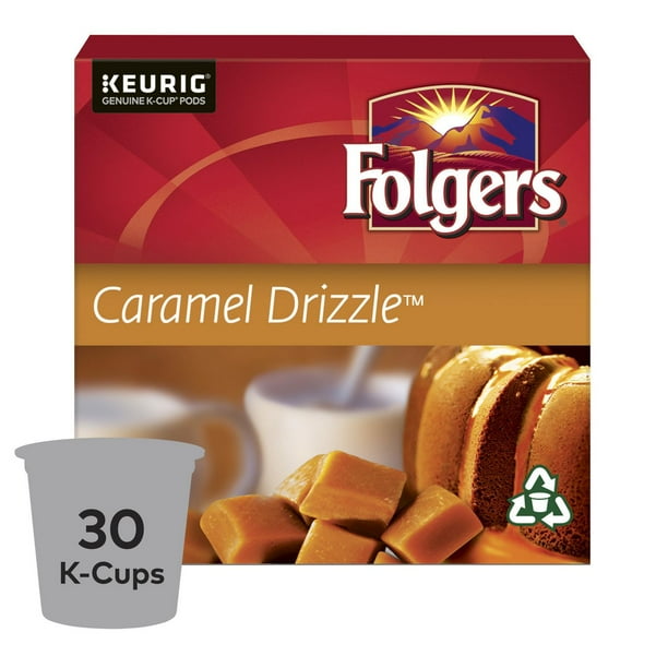 Folgers Caramel Drizzle KCup Coffee Pods 30 Count, 30 KCup Pods, 240