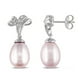 Miadora Boucles d'oreilles avec perles d'eau douce roses de culture en forme de riz 9.5-10 mm et accent de diamant en argent sterling – image 1 sur 3