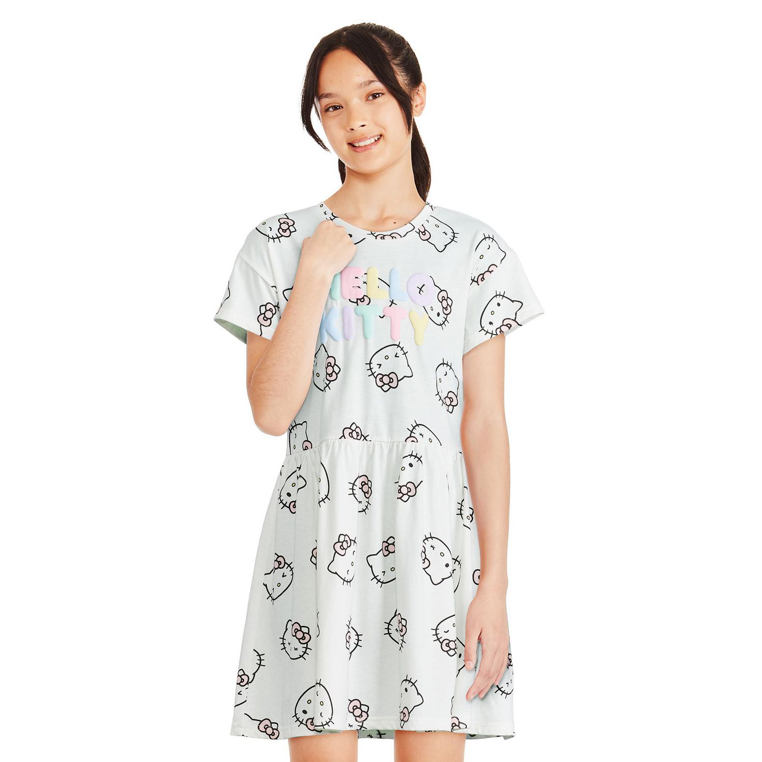 Hello Kitty Mesh Tulle Cosplay Dress For Girls & Toddlers - White, Sizes 14-16
