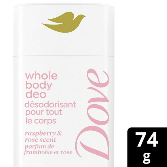 Dove Whole Body Deodorant Aluminum Free, Friction Stick Raspberry & Rose Scent, 74g