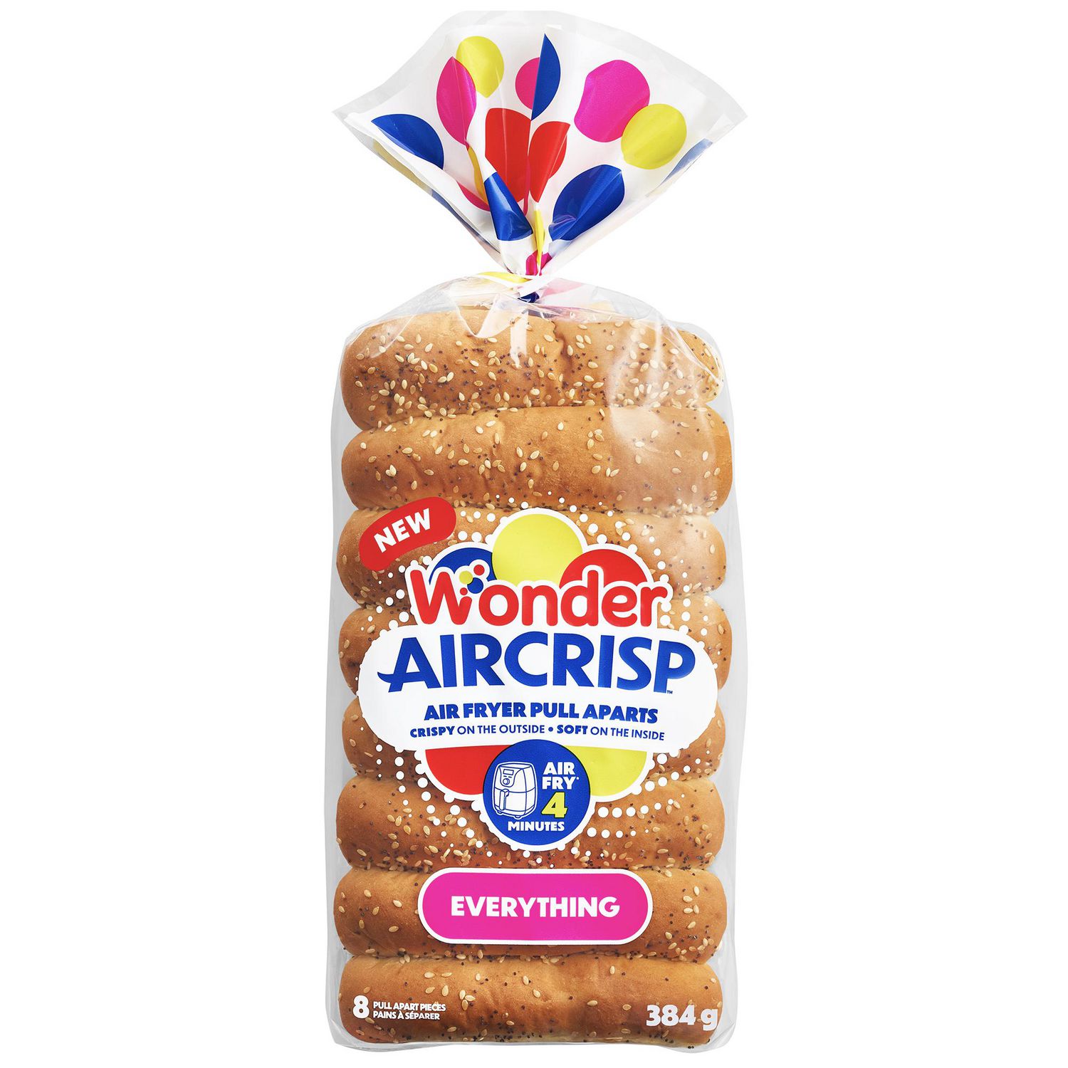 Wonder AirCrisp™ – petits pains à détacher pour friteuse à air, assaisonnement tout garni, sans arômes ni colorants artificiels, préparés au Canada, 8 morceaux, 384 g