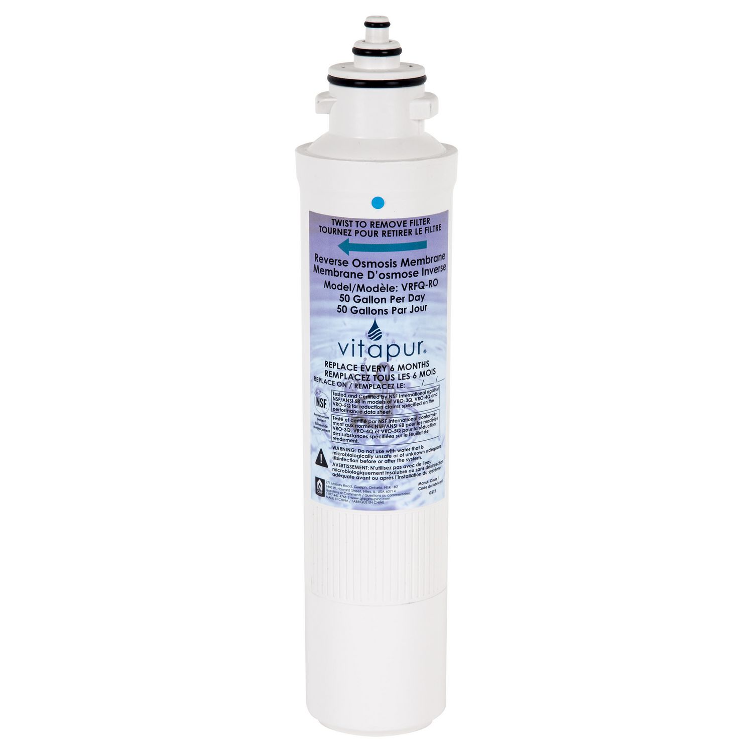 Vitapur VRFQRO replacement reverse osmosis membrane for use with