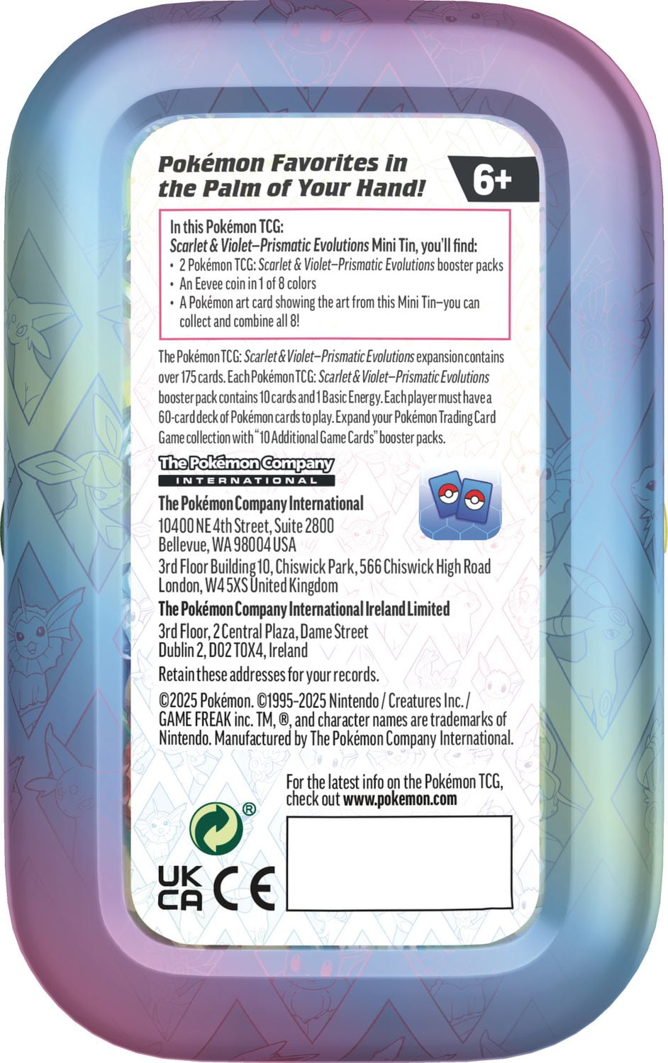 Pokémon TCG: Scarlet & Violet—Prismatic Evolutions Mini Tin | Recevez 1 boîte au hasard !