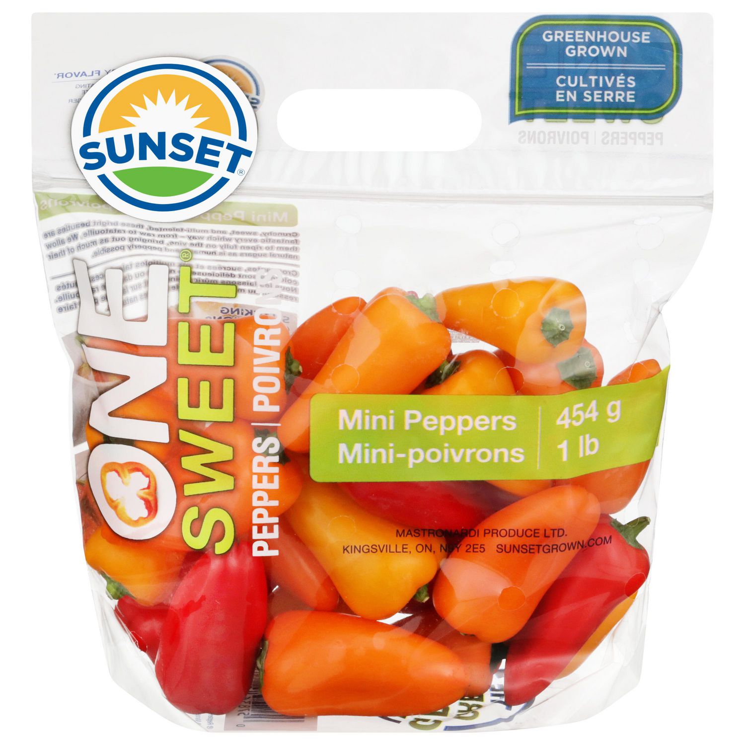 SUNSET un Mini Poivrons Sucrés, SUNSET un Mini Poivrons Sucrés, 1 lb un Lot de 1 lb de Mini Poivrons Sauvages SUNSET, un Mélange de Couleurs à Très Faible Teneur en Graines. à Utiliser Crus comme Collation Croquante, Tranche pour Salades, Rôtir Ou grill; Répertorié comme une Excellente source de Vitamine C et Souvent Utilisé comme Brochettes d'Apéritifs.