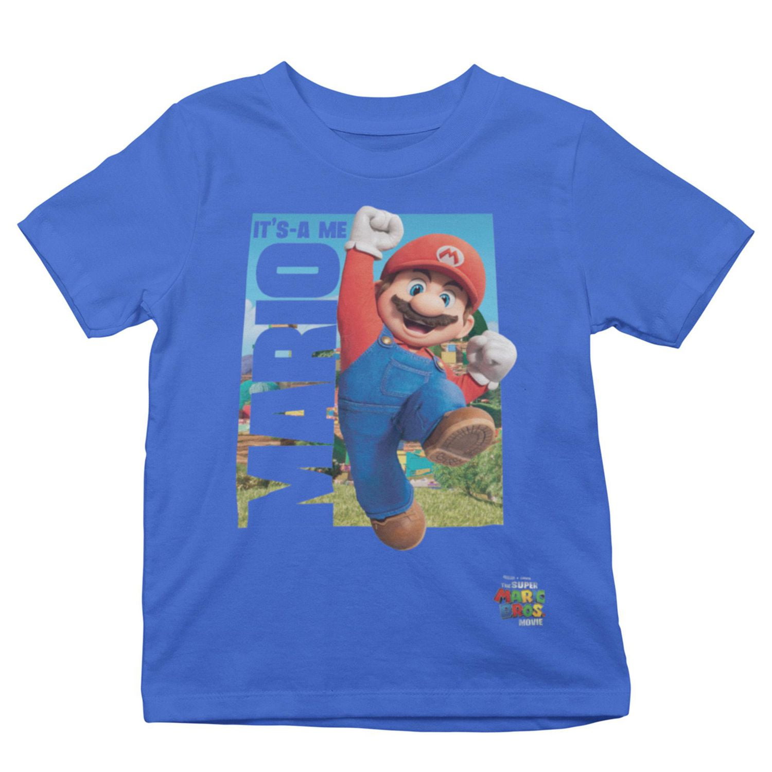 Mario T-shirt de base pour garçon. Ce t-shirt à col rond pour garçons a des manches courtes et un imprimé tendance et