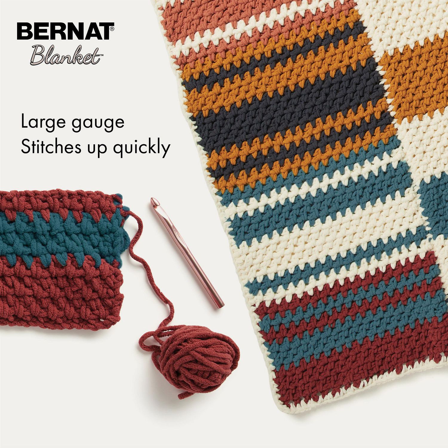 Bernat® Blanket™ #6 Super Bulky Polyester Yarn, Whipped Cream 10.5oz/300g,  220 Yards (4 Pack) 