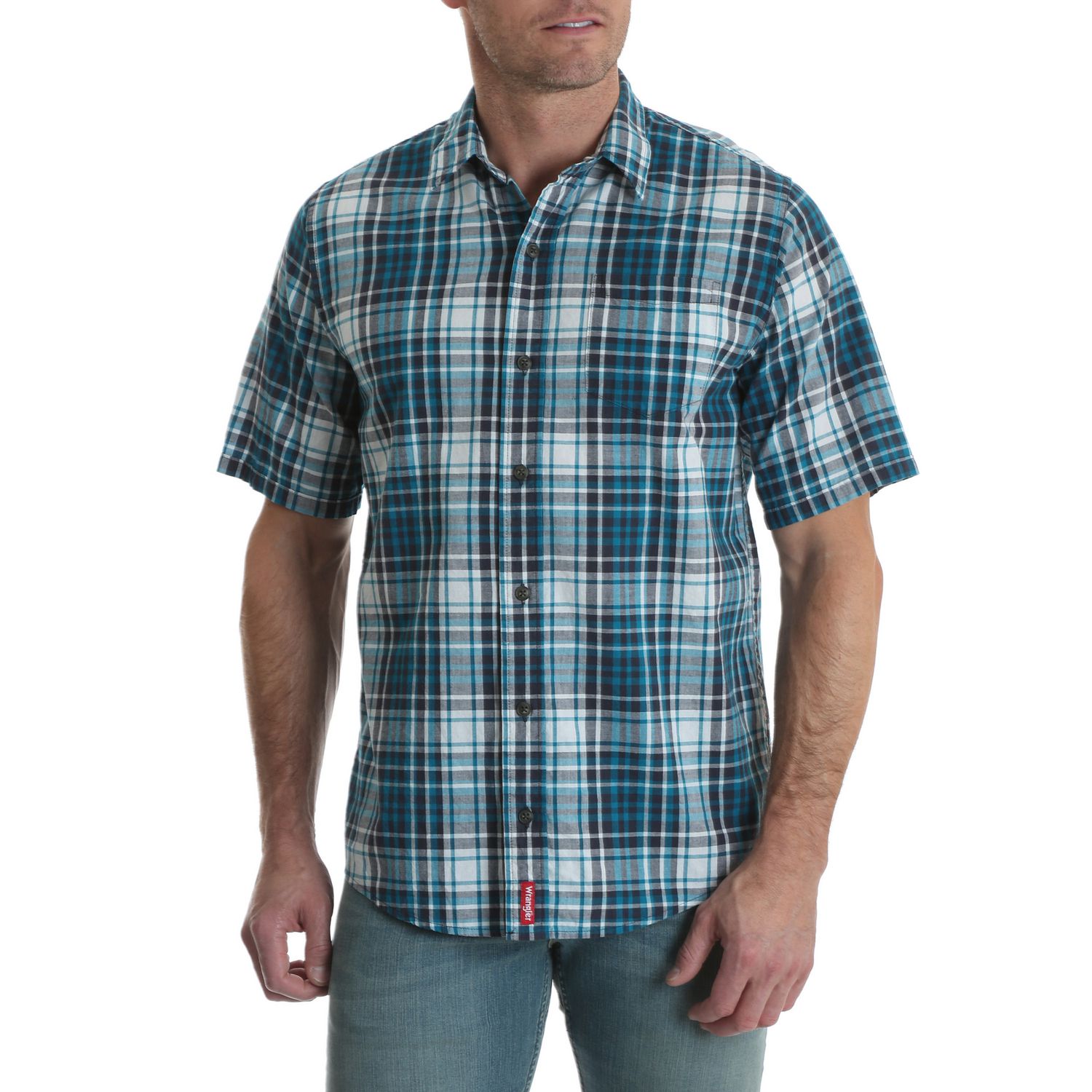 Wrangler Men's Premium Short Sleeve Woven Plaid Shirt | Walmart Canada