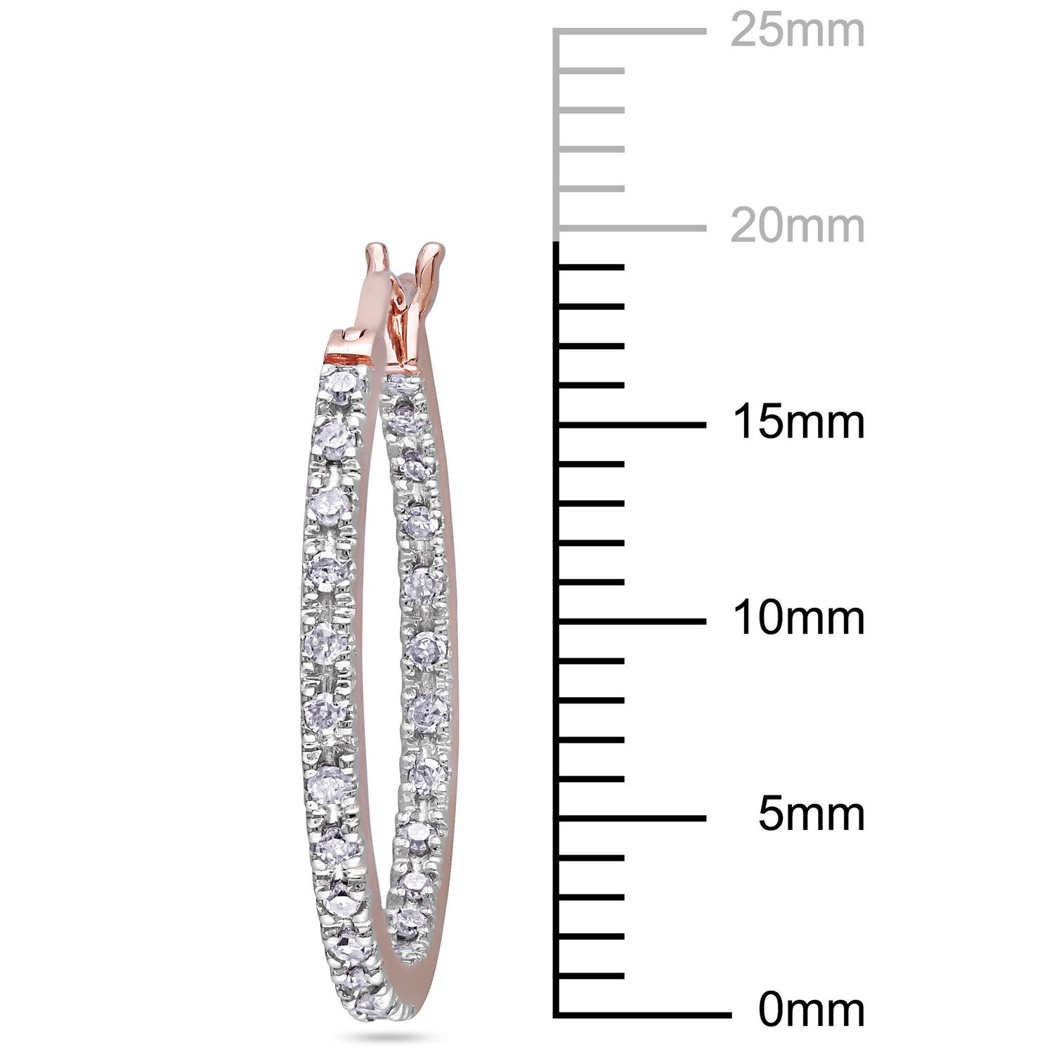 Miabella 0.25 Carat T.W. Diamond 10 K Pink Gold Hoop Earrings