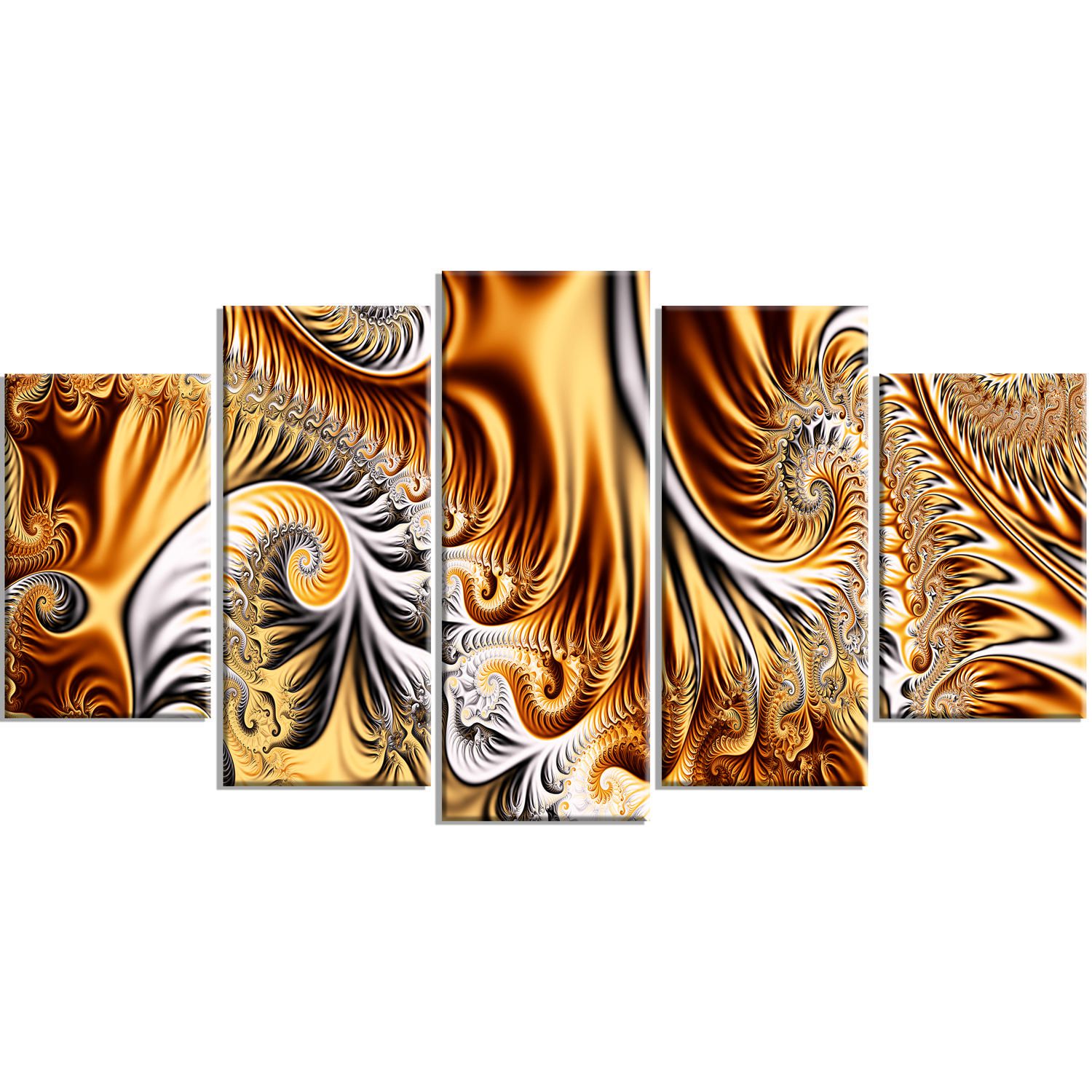 Design Art Gold And Silver Ribbons Abstract Canvas Wall