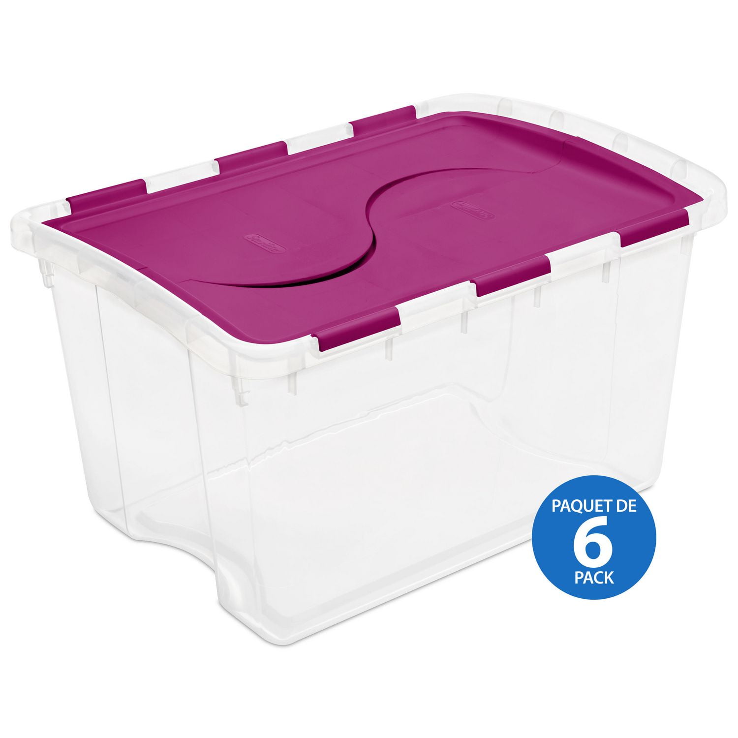 Sterilite 45l Hinged Lid Storage Box Pink 6pk Walmart Canada