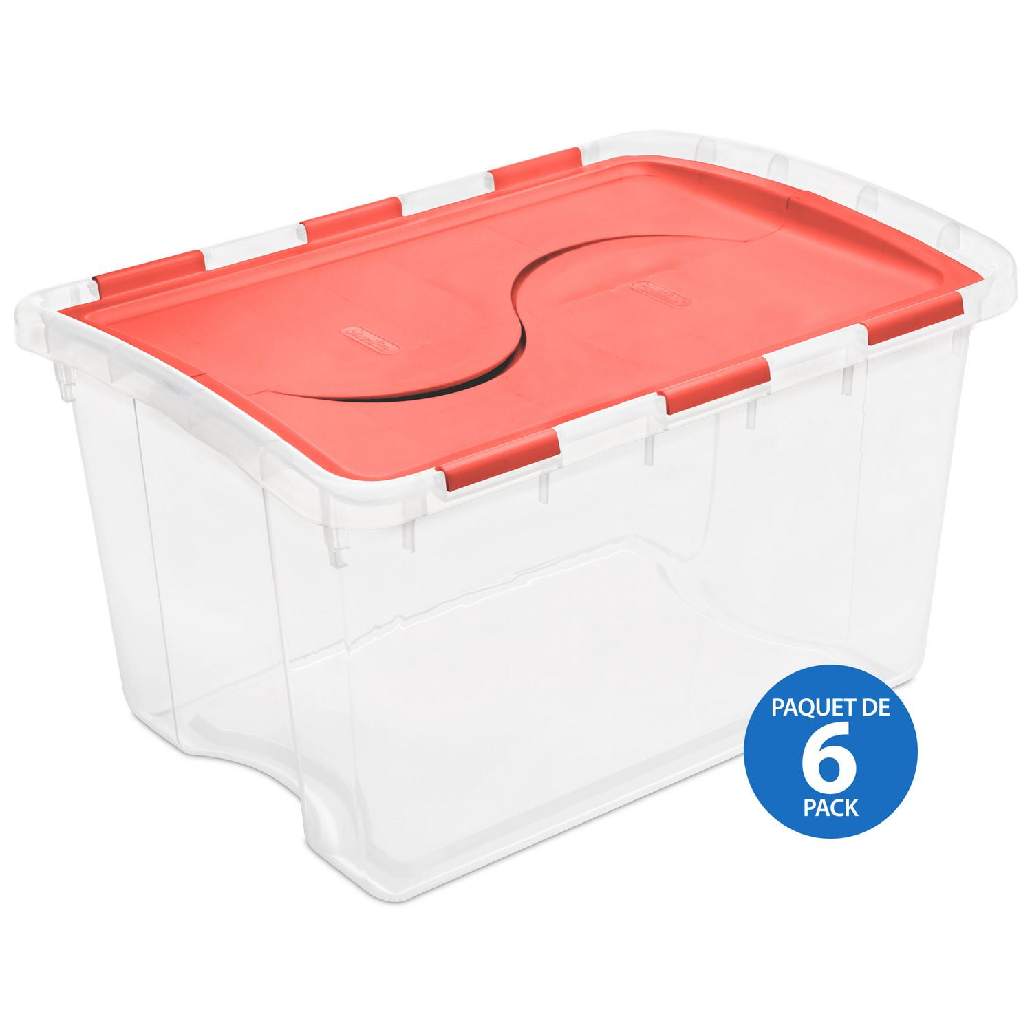 Sterilite 45l Hinged Lid Storage Box Orange 6pk Walmart Canada