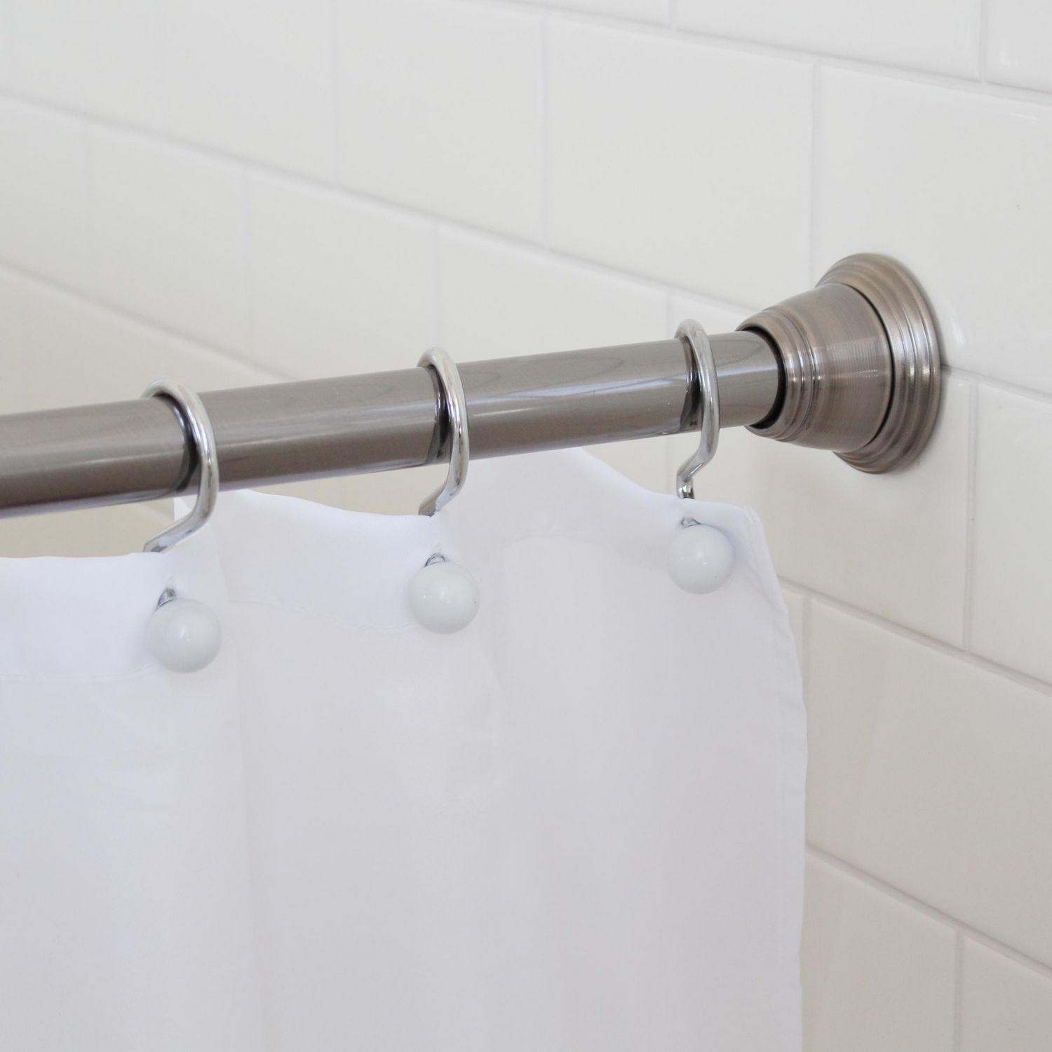 Tringle à rideau de douche incurvée double réglable Smart Rods de  Mainstays, nickel brossé 1 tringle à rideau de douche 