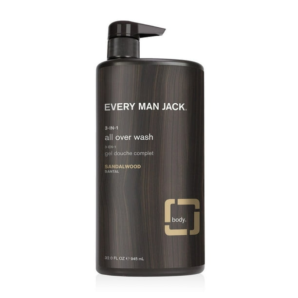 Every Man Jack Mens 3in1 All Over Wash Sandalwood Nourishing for