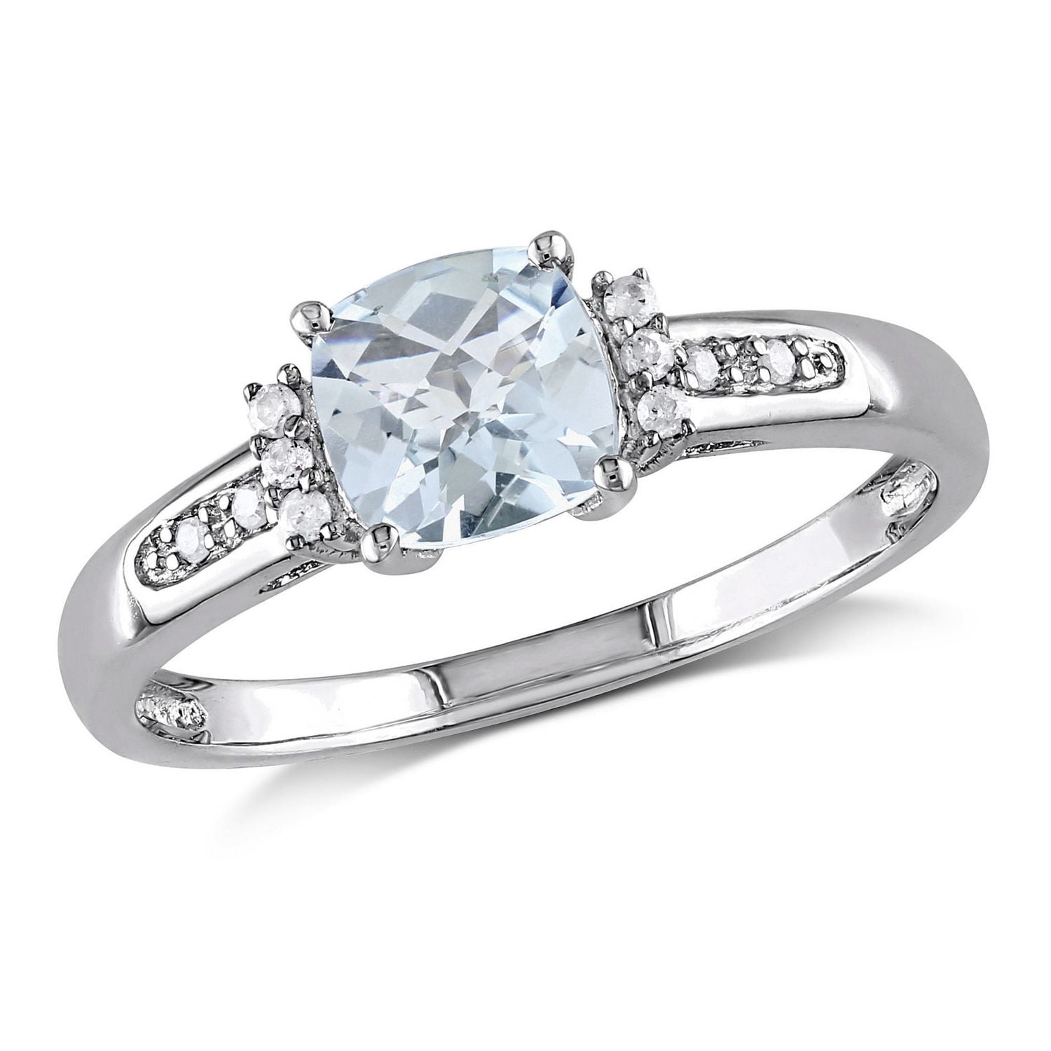 Tangelo 4/5 Carat T.G.W Aquamarine and Diamond-Accent Sterling Silver Ring