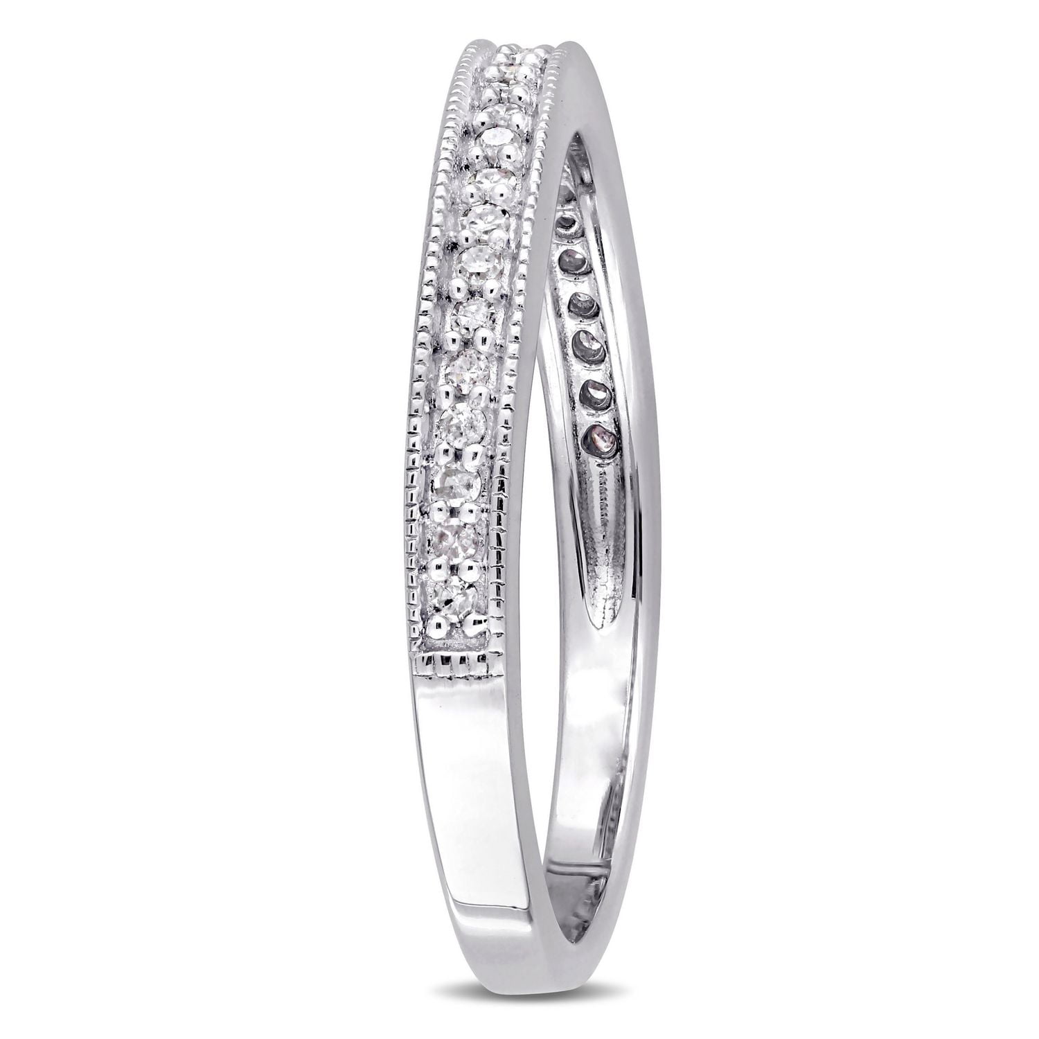 Miabella 1/8 Carat T.W. Diamond Sterling Silver Semi-Eternity Anniversary Ring