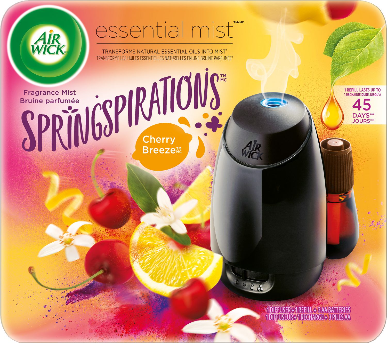 Air Wick Essential Mist Springspirations Fragrance Oil Diffuser, Cherry