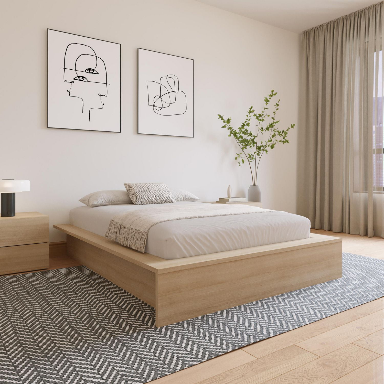 Walmart wood platform bed discount