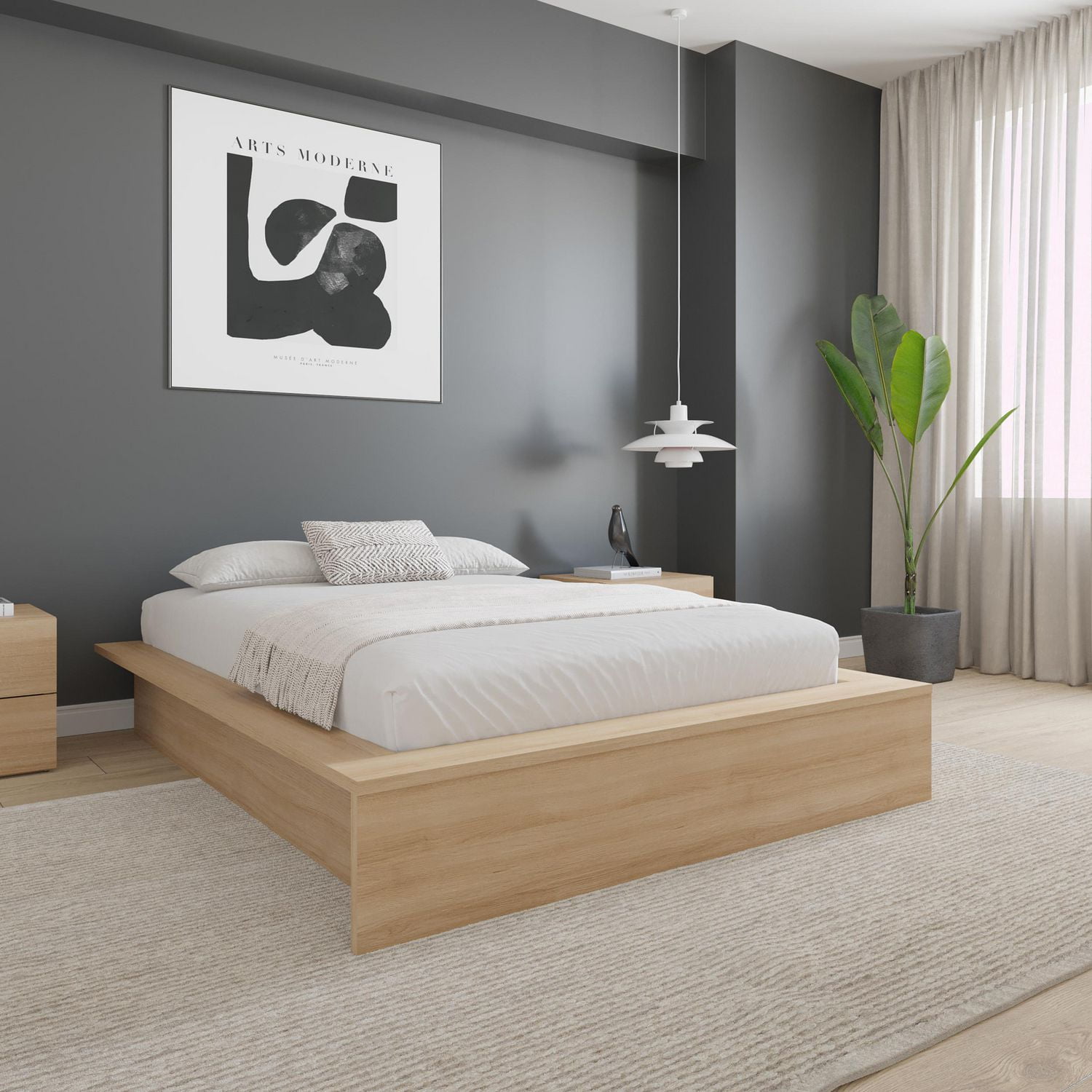 Walmart wood platform bed discount