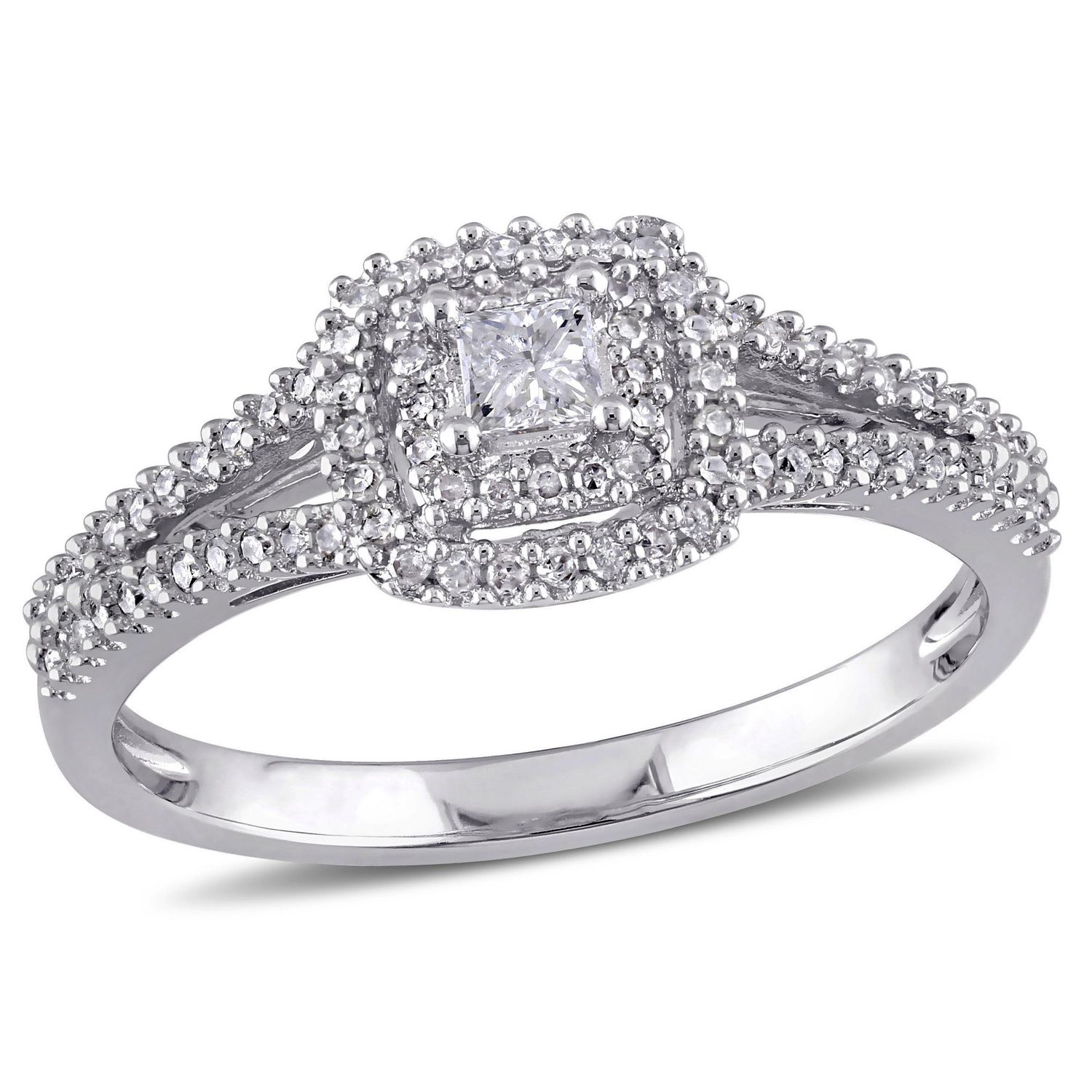 Miabella 3/8 Carat T.W. Princess And Round-Cut Diamond Sterling Silver ...