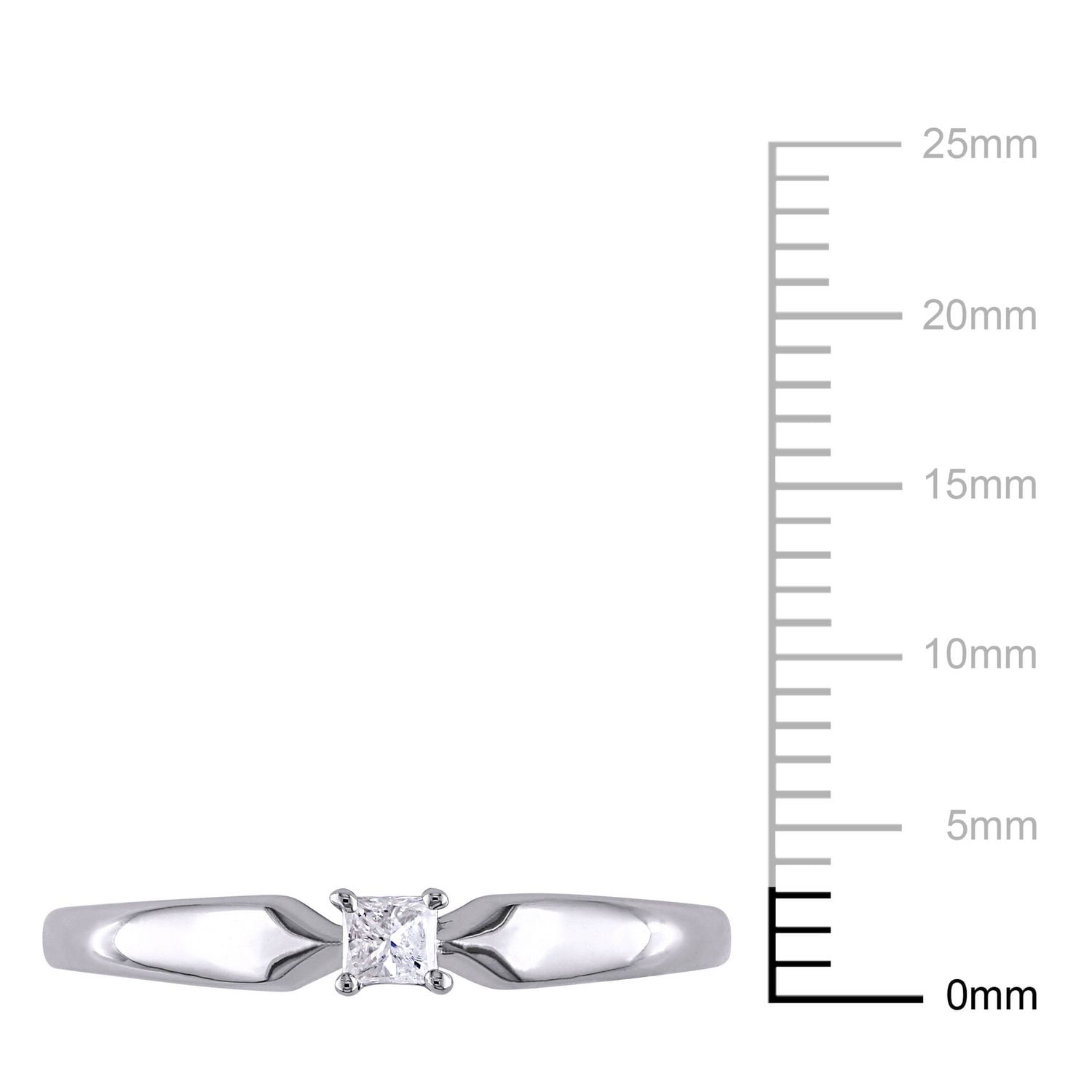 Bague solitaire Miabella avec diamant de coupe princesse 1/10 CT poids total en argent sterling