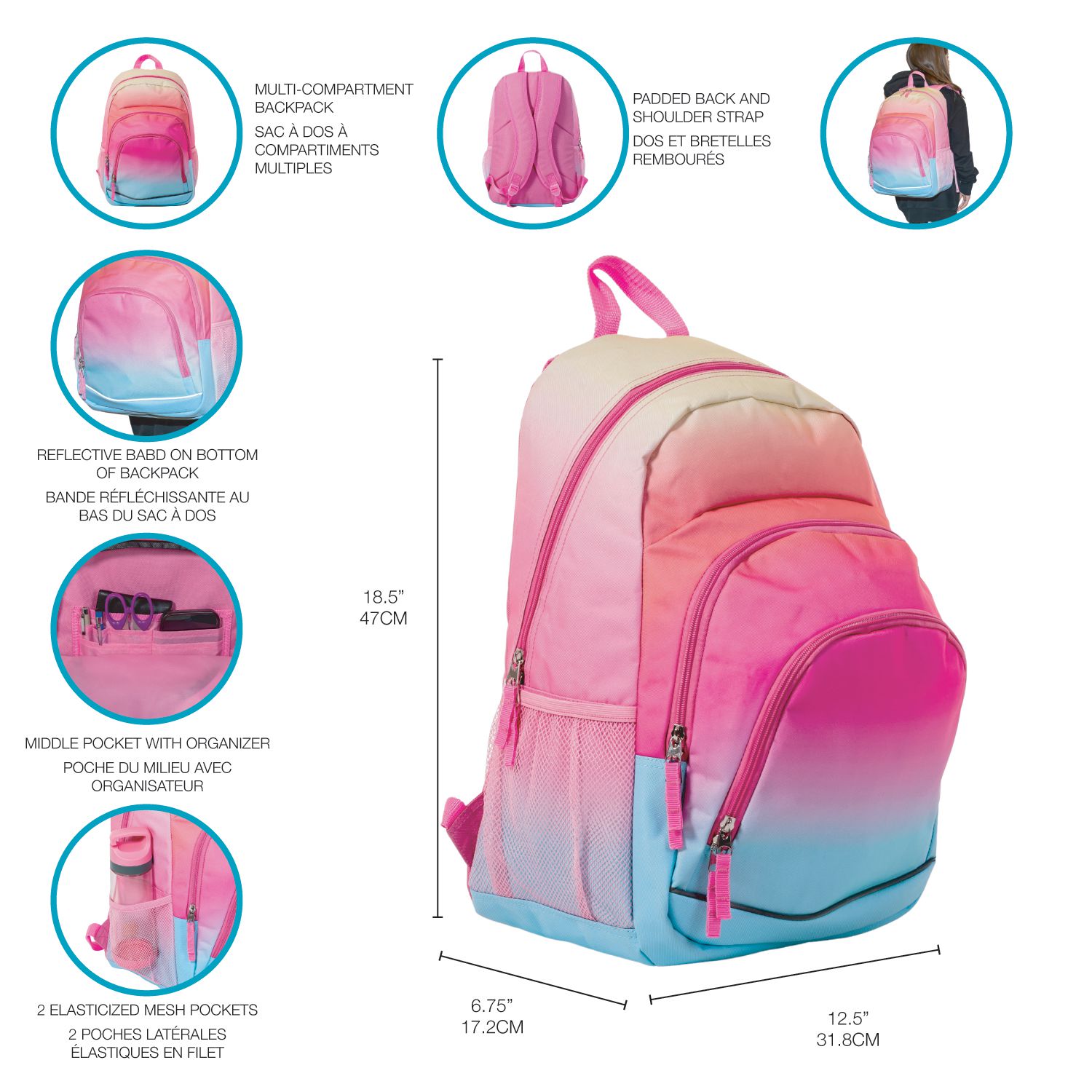 Sac dos doubles pochettes avant de Jetstream ombr Sac dos