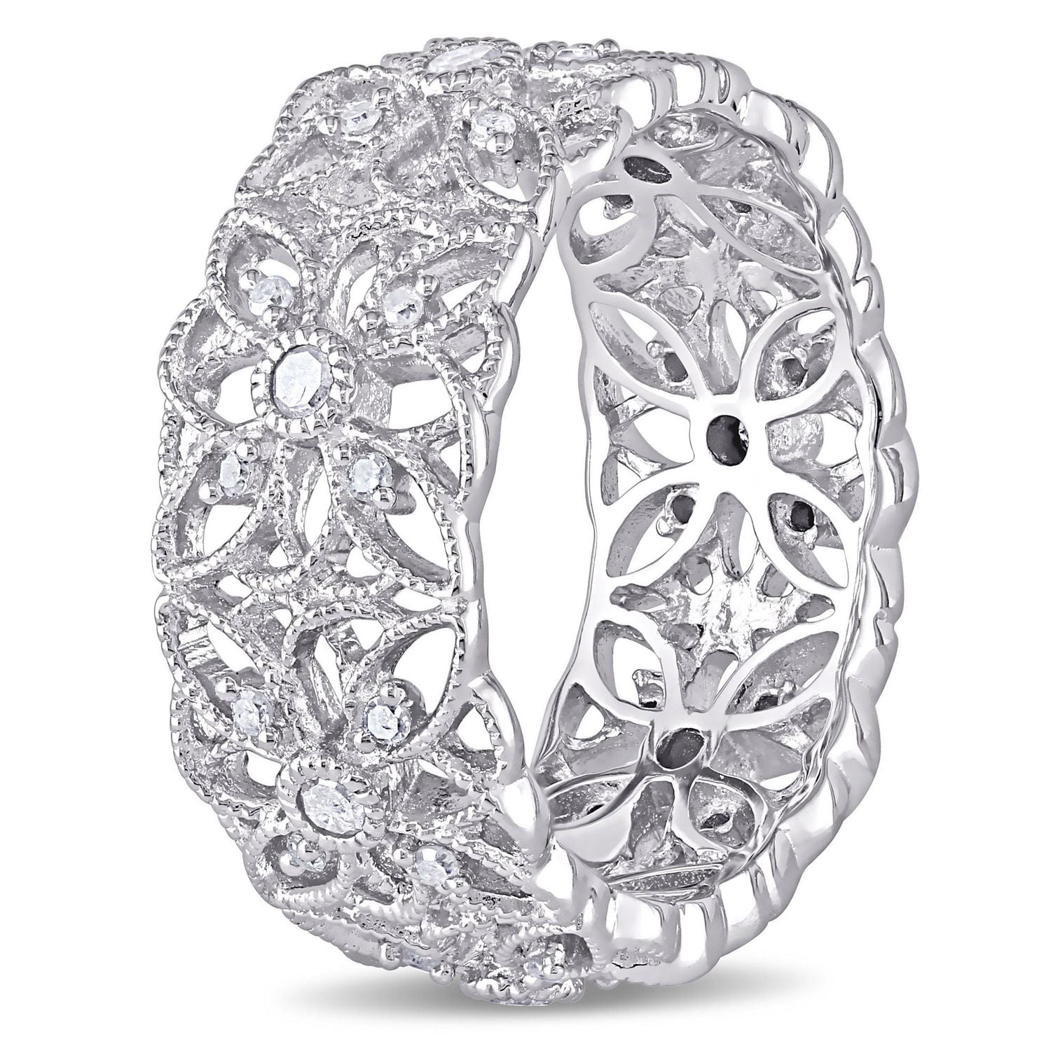 Bague florale rétro Miabella avec diamants 1/3 CT poids total en argent sterling