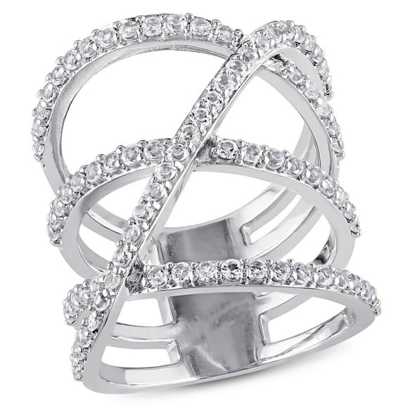 Miabella 2-2/5 Carat T.G.W. White Topaz Sterling Silver Cross-Over Ring