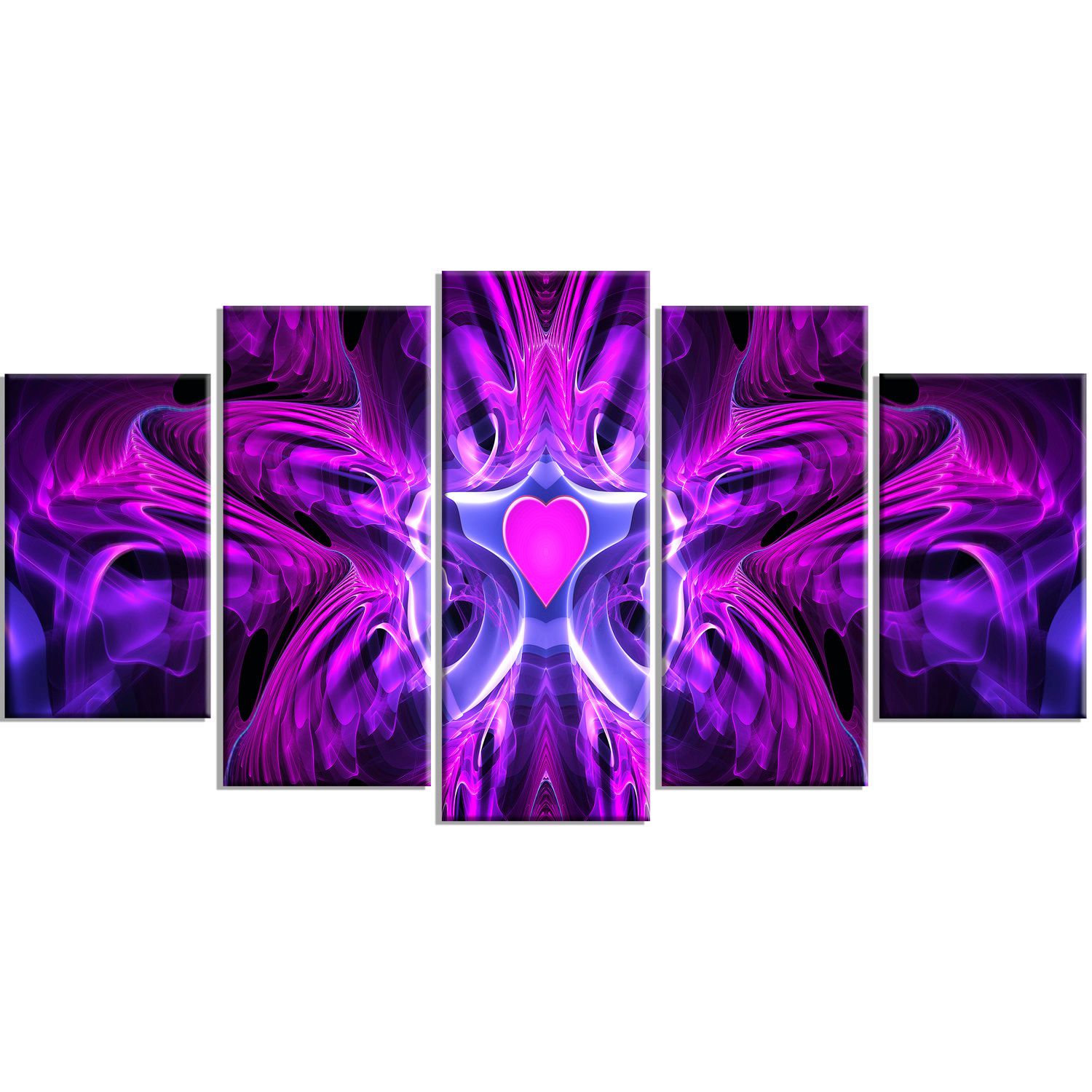 Design Art Heart at The Center Purple Abstract Canvas Wall Art