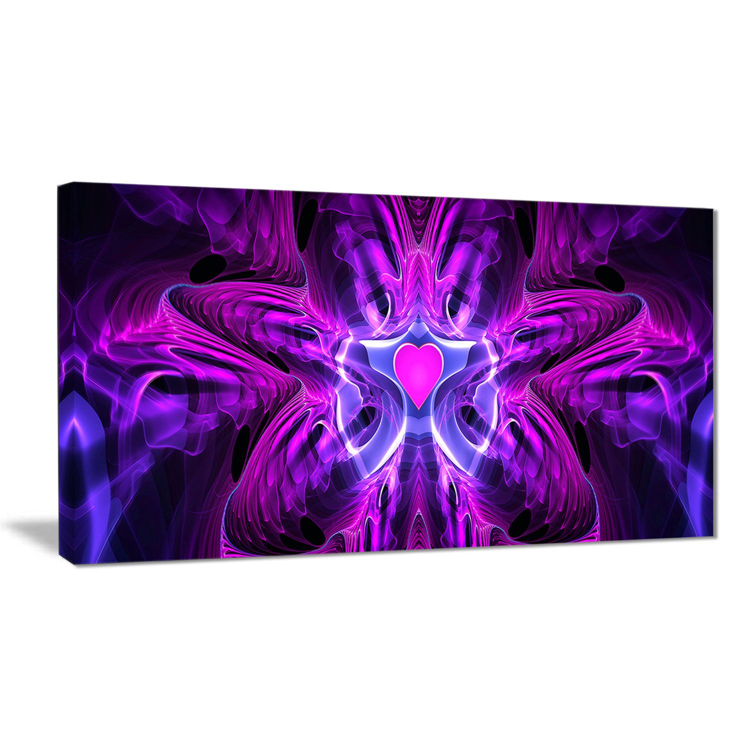 Design Art Heart at The Center Purple Abstract Canvas Wall Art
