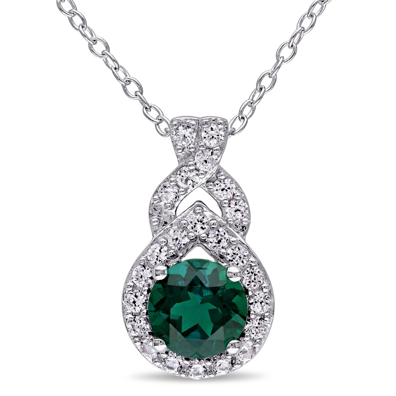 Tangelo 1-1/2 Carat T.G.W. Created Emerald and Created White Sapphire ...
