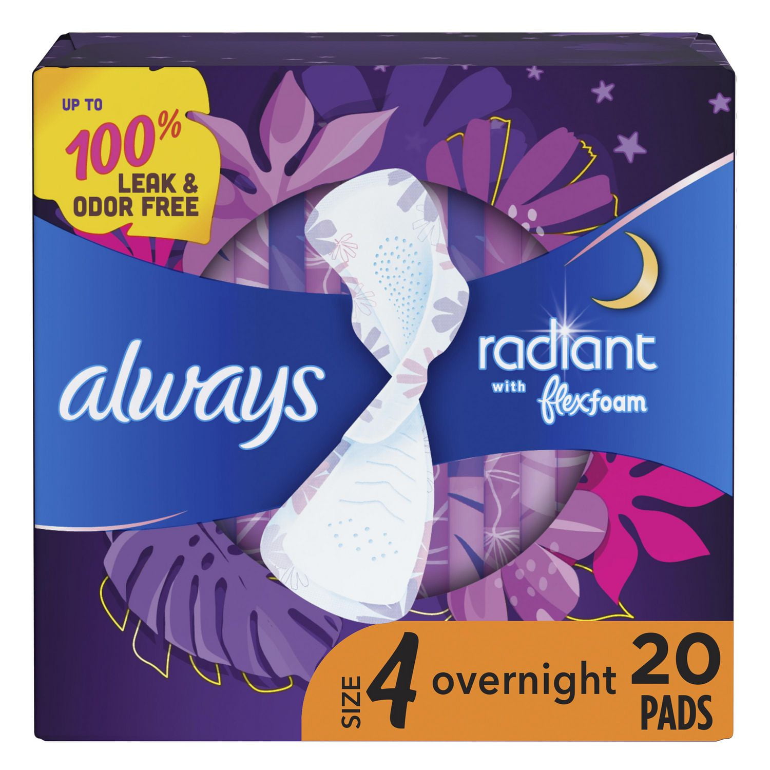 Always, Pure Cotton With FlexFoam Pads For Women, Size 4