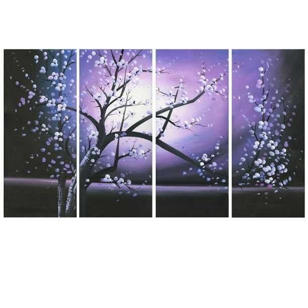 4 panneaux Arbre de vie Décoration Murale en Métal 110 x 75 cm