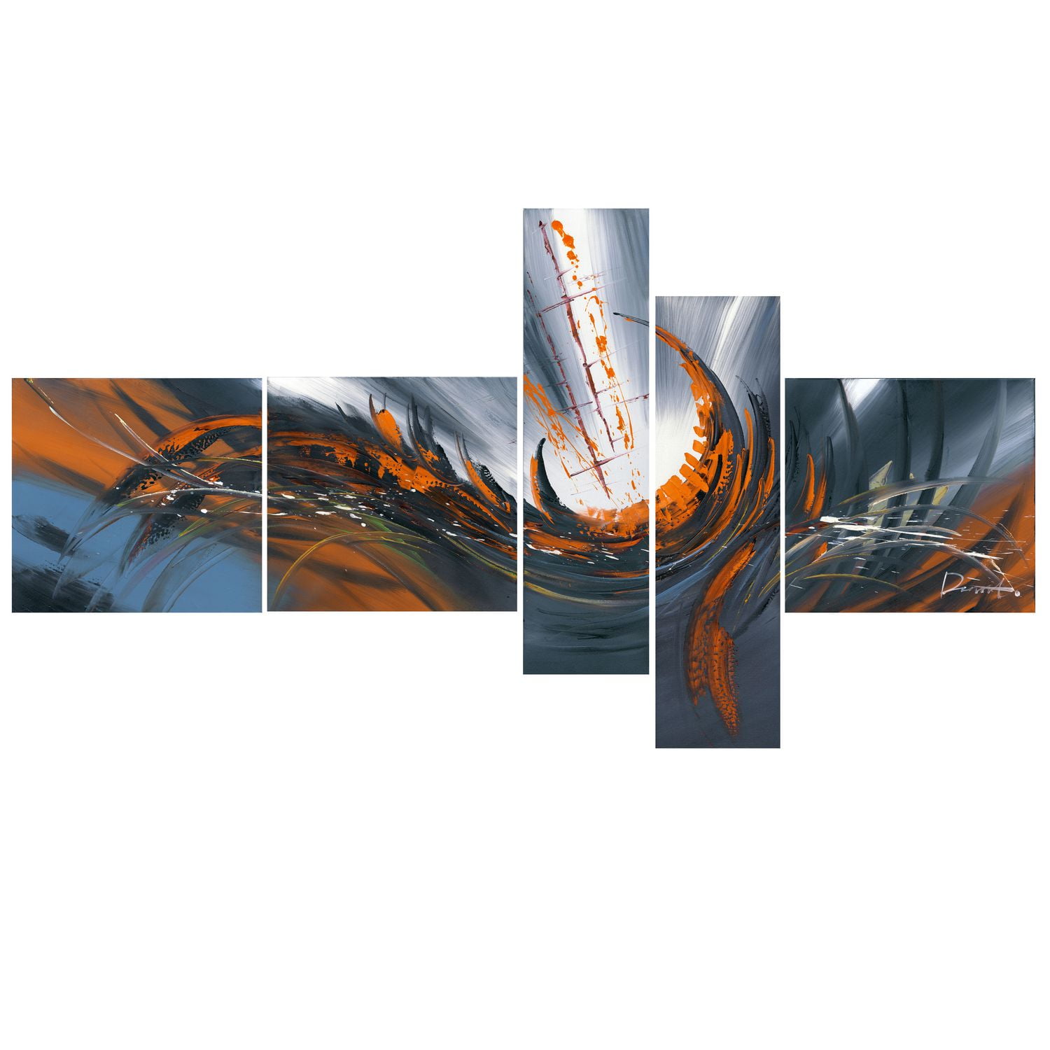 Design Art Orange Grey And Blue Abstract Canvas Wall Art Walmart Canada