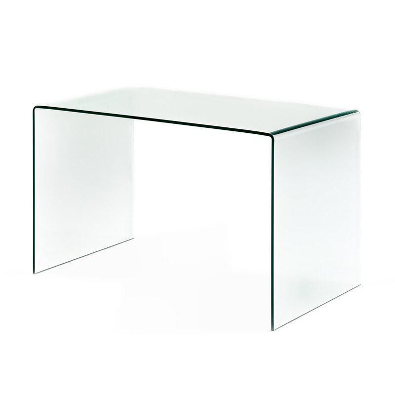 Console Table End Table 43 W Sofa Table Waterfall Modern Rectangular Clear Glass Console Table with Top Shelf Accent Table