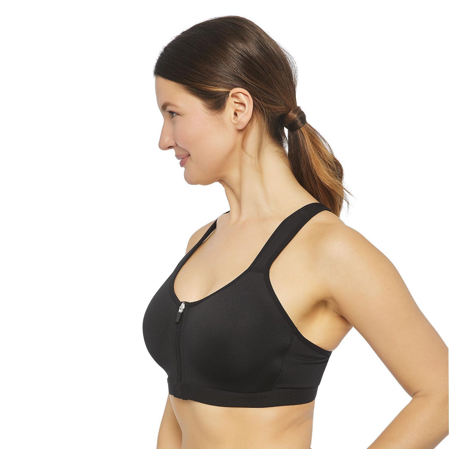 Women’s tek gear zip front medium impact sports bra clothes small workout  gear