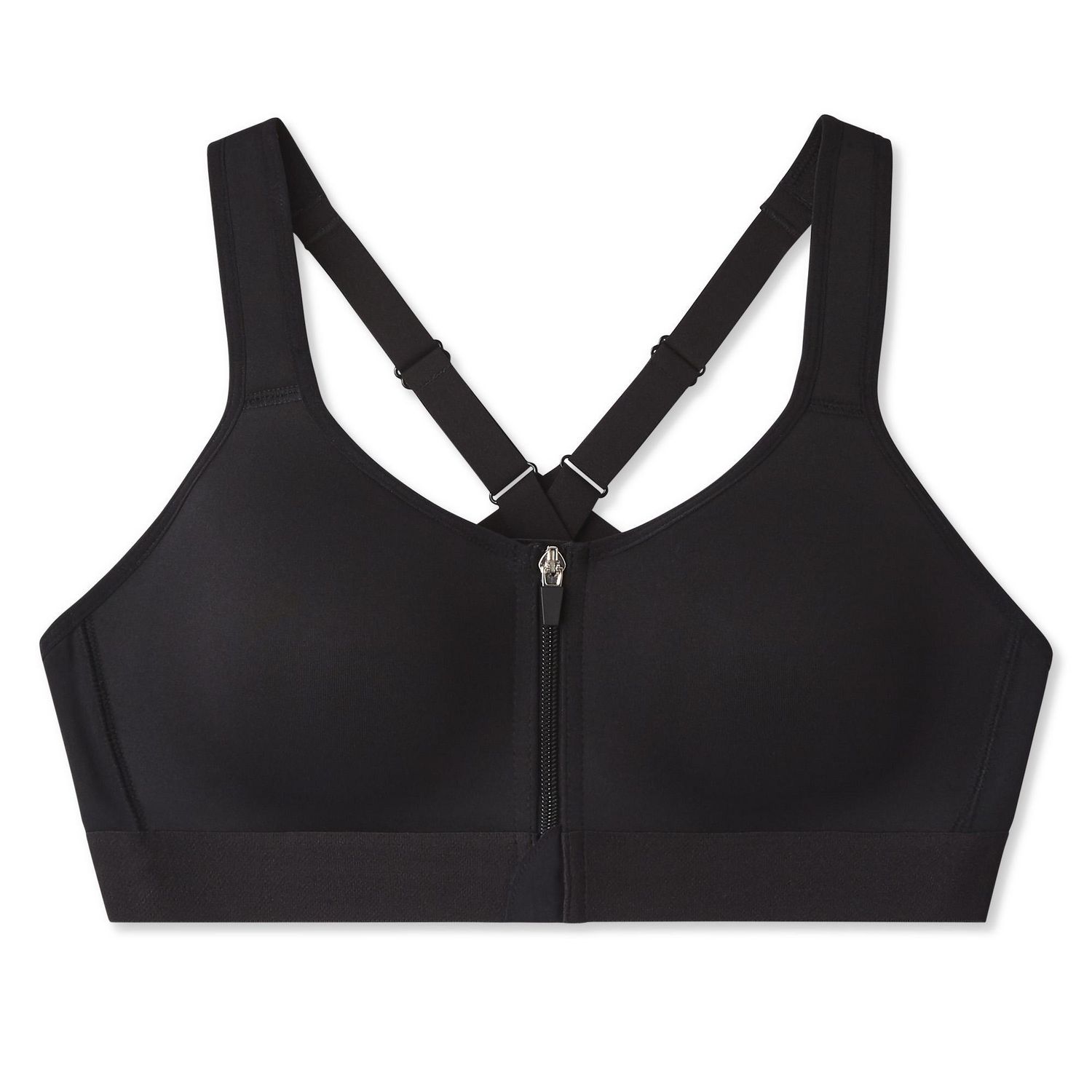 Women's Zip-Up Front Sports Bras w/ Racer Back - Heathered Print