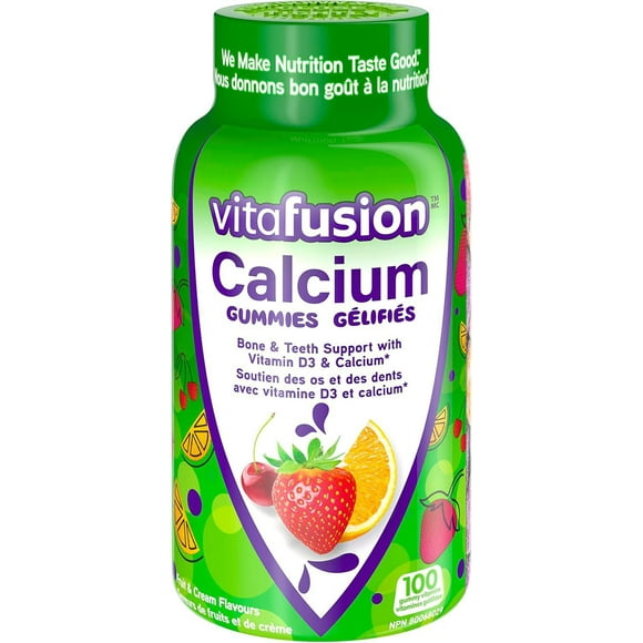 Supléments gélifiées Vitafusion Calcium avec Vitamine D pour adultes 100 gélifiés, saveur naturelle