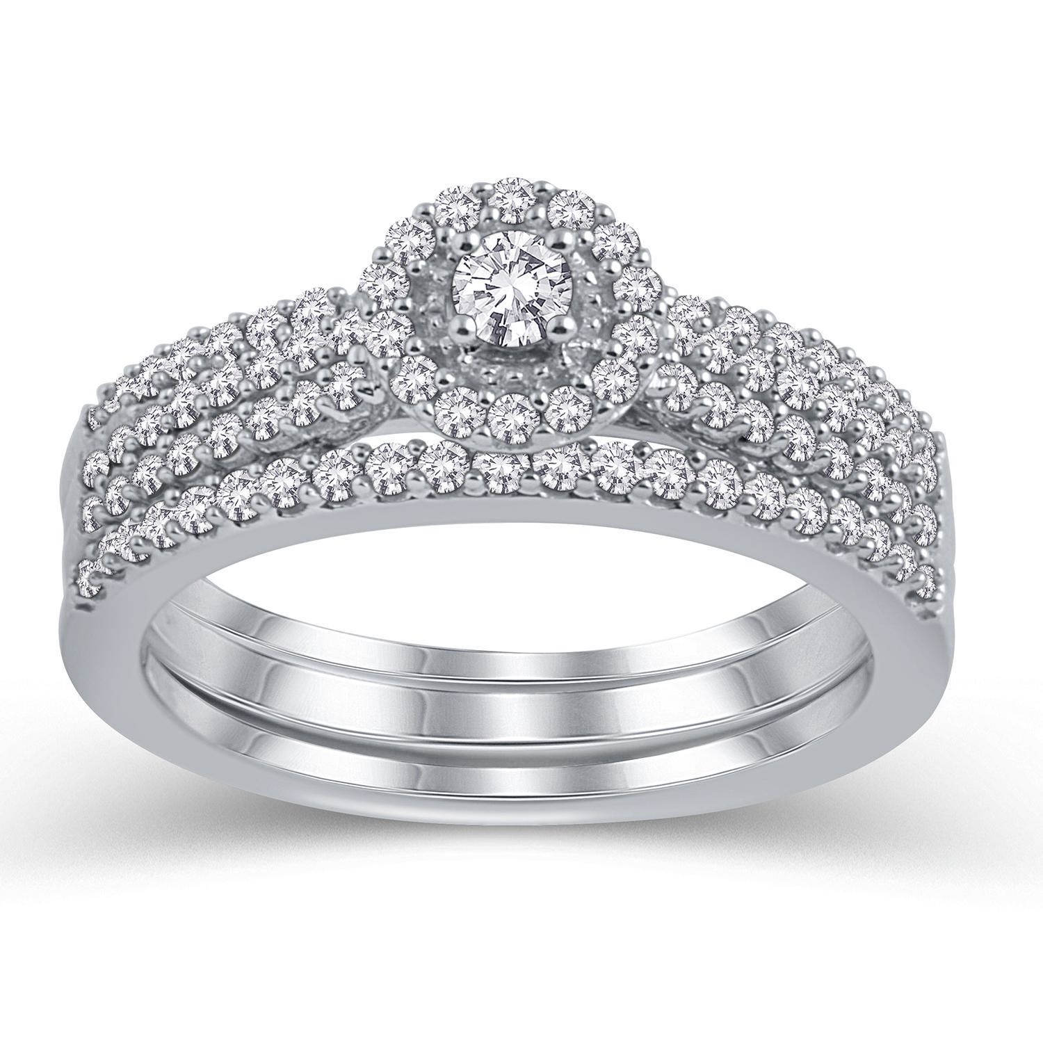 10K White Gold JK I2I3 Diamond Bridal  Ring  Set Walmart  