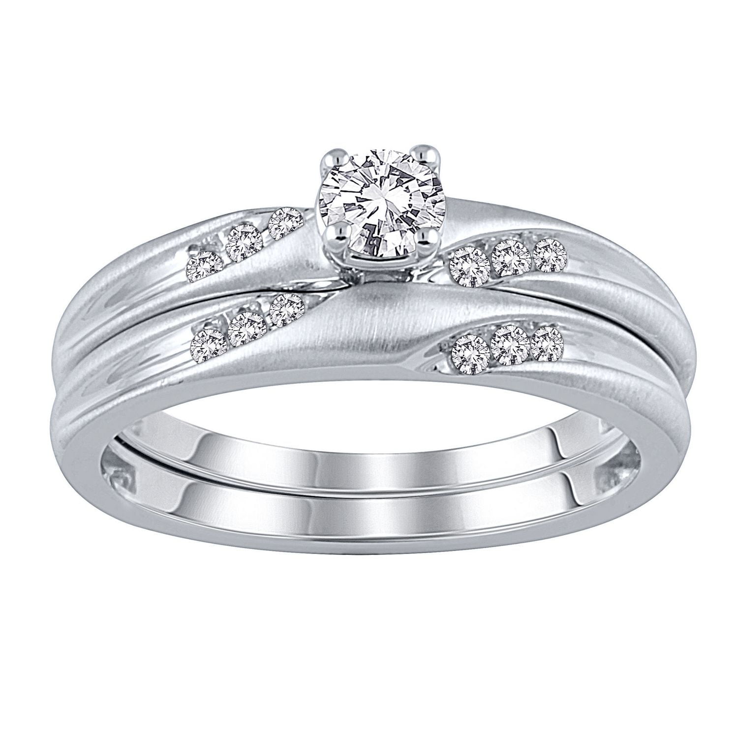 10K White Gold JKI2I3 Diamond Bridal Ring Set Walmart Canada