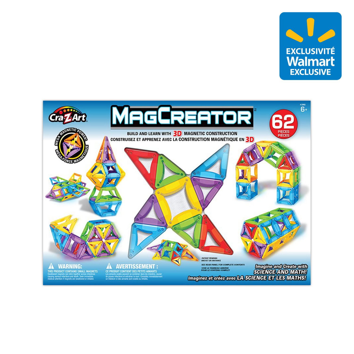 Cra Z Art Magcreator Magnetic Construction Building Set 62 Pieces Walmart