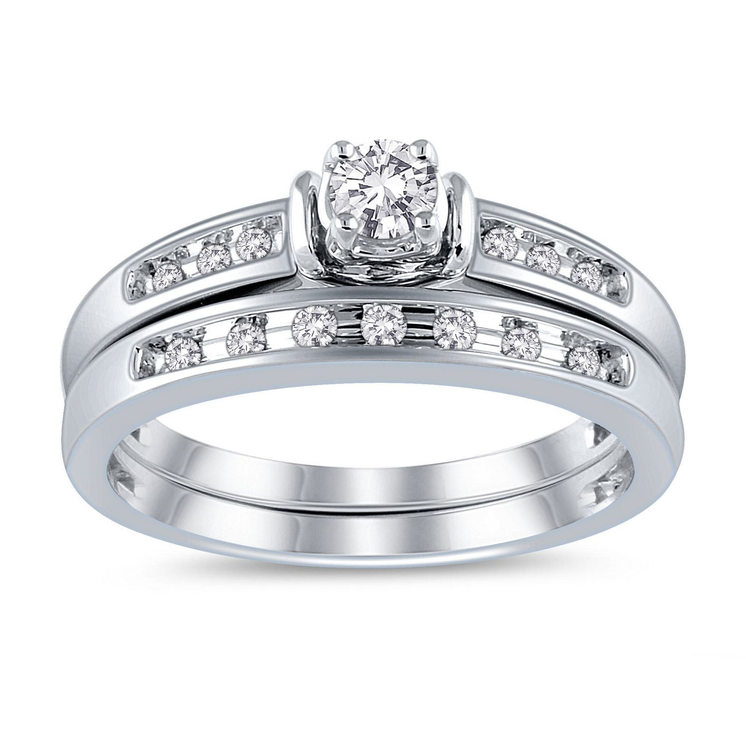 10K White Gold JKI2I3 Diamond Bridal Ring Set Walmart Canada