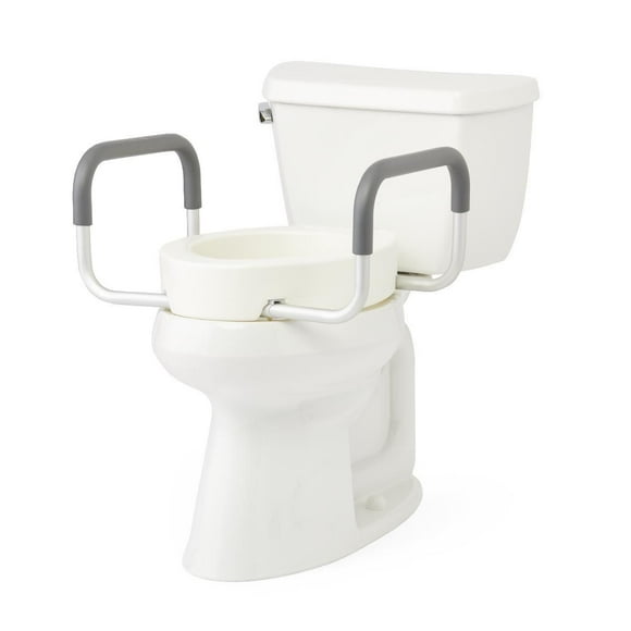 Medline 3.5" Elongated Toilet Seat Riser with Arms, 400 lb. Weight Capacity