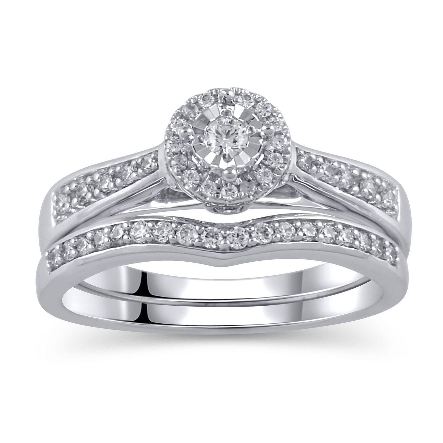 Sterling Silver JKI2I3 Diamond Bridal Ring Set Walmart