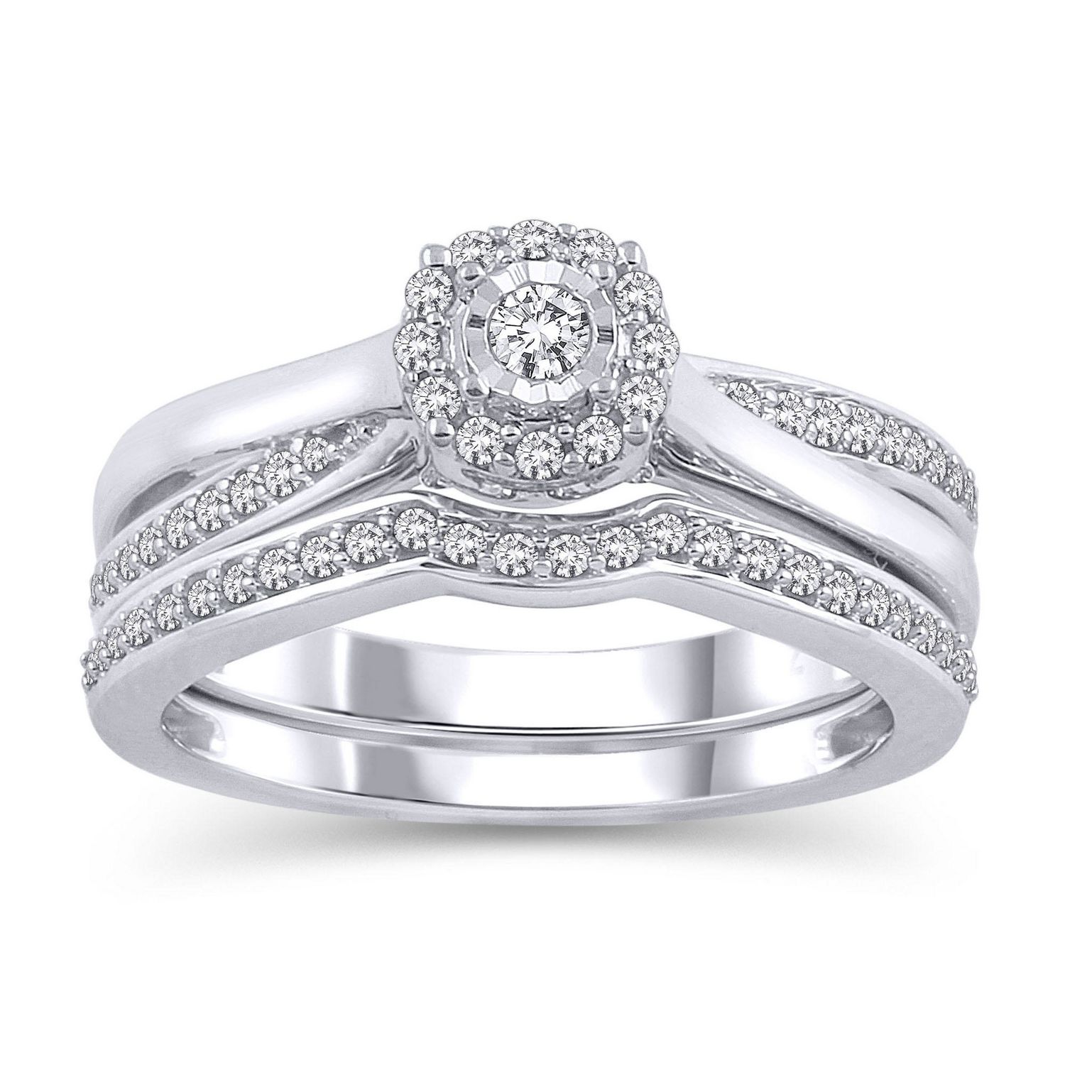 Sterling Silver JKI2I3 Diamond Bridal Ring Set Walmart