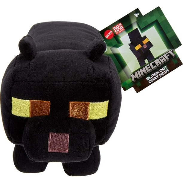 Minecraft Black Cat Plush Character, 8-inch Collectible Soft Doll 