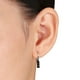 Miadora Boucles d'oreilles à trois pierres avec diamants noirs de coupe ronde 0.75 ct TW en or blancs 10k, fermoirs dormeuses – image 2 sur 3