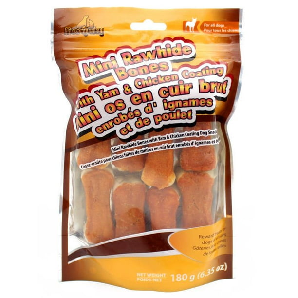 MeatyWay Mini Rawhide Bones Yam & Chicken Coating Dog Snack Walmart.ca