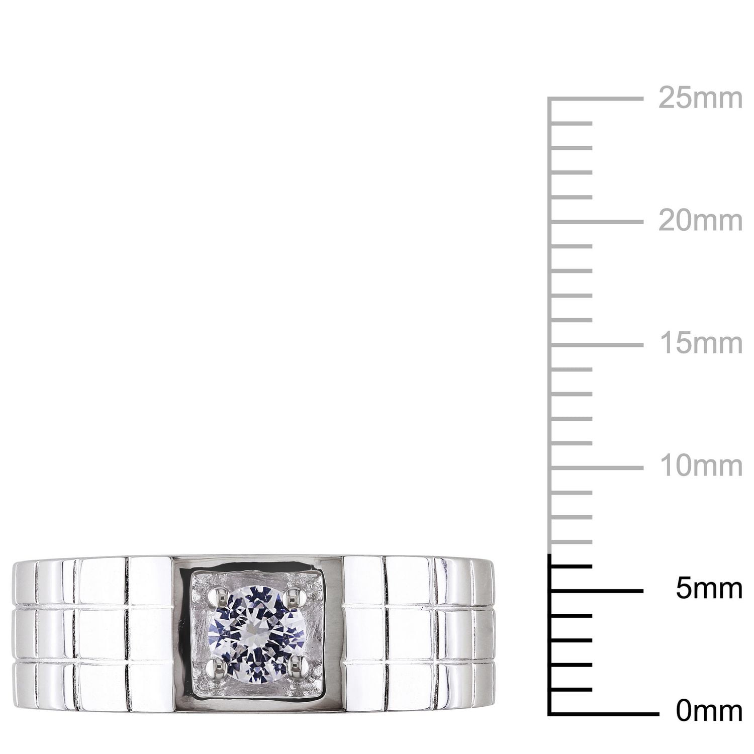 Miabella 0.33 Carat T.G.W. Created White Sapphire Sterling Silver Fashion Men's Ring