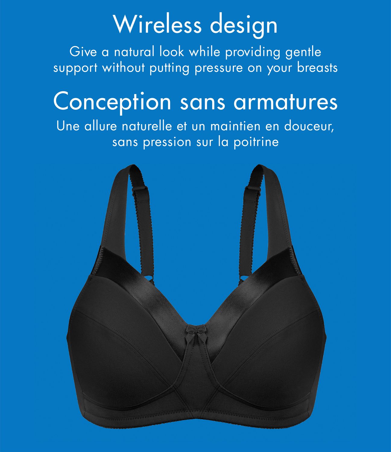 Bestform 9706715 Soutien-gorge en coton sans armatures avec garniture satin bonnets non doublés